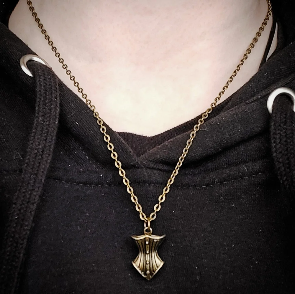 Handmade 10 in. Elegant Bronze Steampunk Corset Necklace - Picture 5 of 5